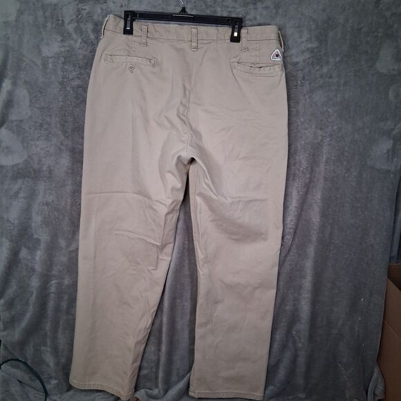 Bulwark Flame Resistant Pants Mens 38 Inseam 32 Beige Cream - Picture 2 of 8